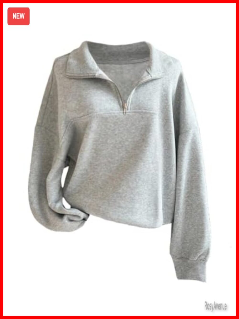 Oversized Quarter Zip Sweatshirt Collared Drop Shoulder Pullover